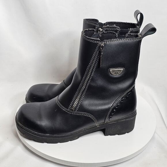 Milwaukee Black Motorcycle Boots Freedom Flex Side Zip Womens Size 9 Punk Grunge - Picture 1 of 8